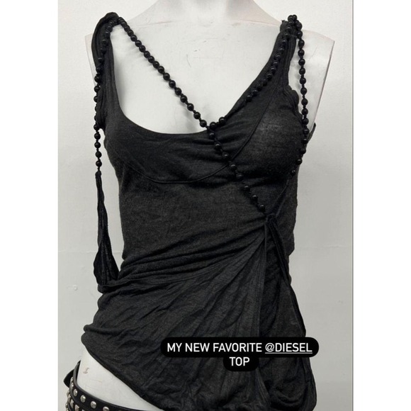 Diesel Tops - Rare Vintage Diesel Women's Tambass Tank Top Black Beaded Viscose